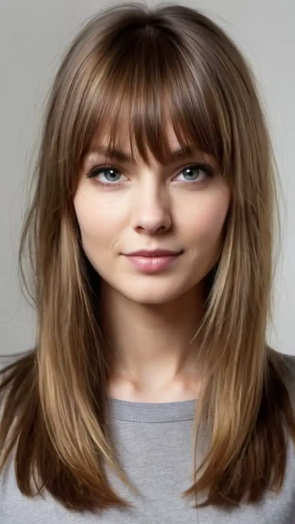 Face-Framing Layers and Bangs Hairstyles for Long Thin Hair
