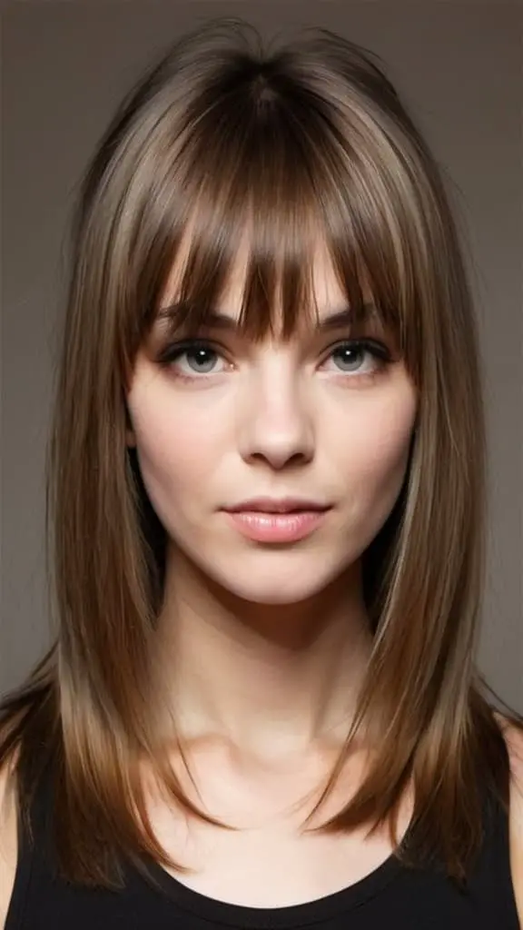 Face-Framing Layers with Wispy Bangs Hairstyles for Long Straight Hair
