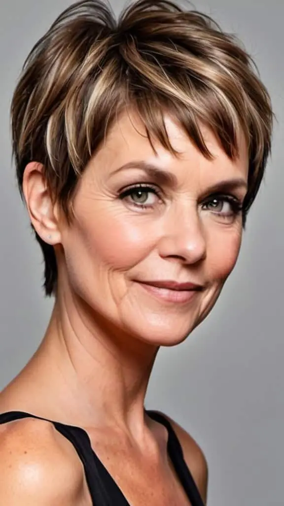Face-framing Pixie Cut Simple Short Hairstyles for Women over 50