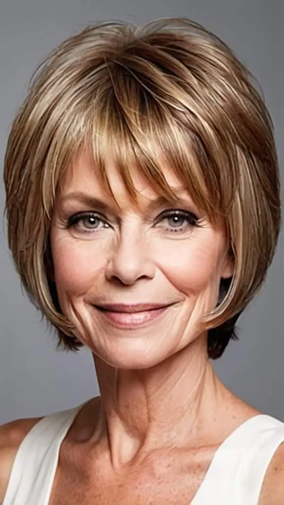 Feathered Bob Simple Short Hairstyles for Women over 50