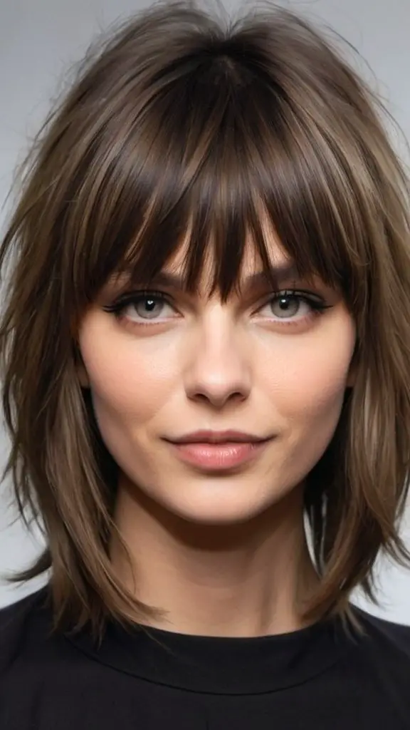 Feathered Layers with Fringy Bangs Long Layered Haircuts with Bangs