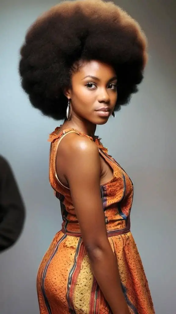 Fluffy Afro Hairstyles for Long Natural Hair