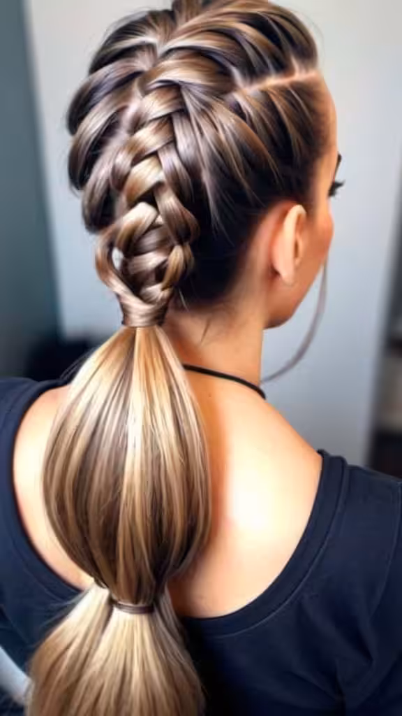 French Braid into Sleek Ponytail Braided Hairstyles for Long Hair