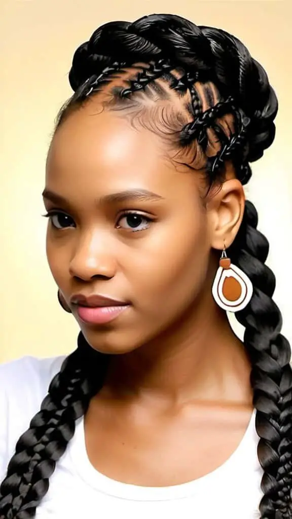 Fulani Braids Hairstyles for Long Natural Hair