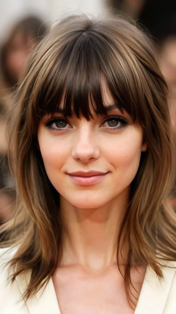 Grownup Layers With Thick Bangs Fall Hairstyles for the Autumn