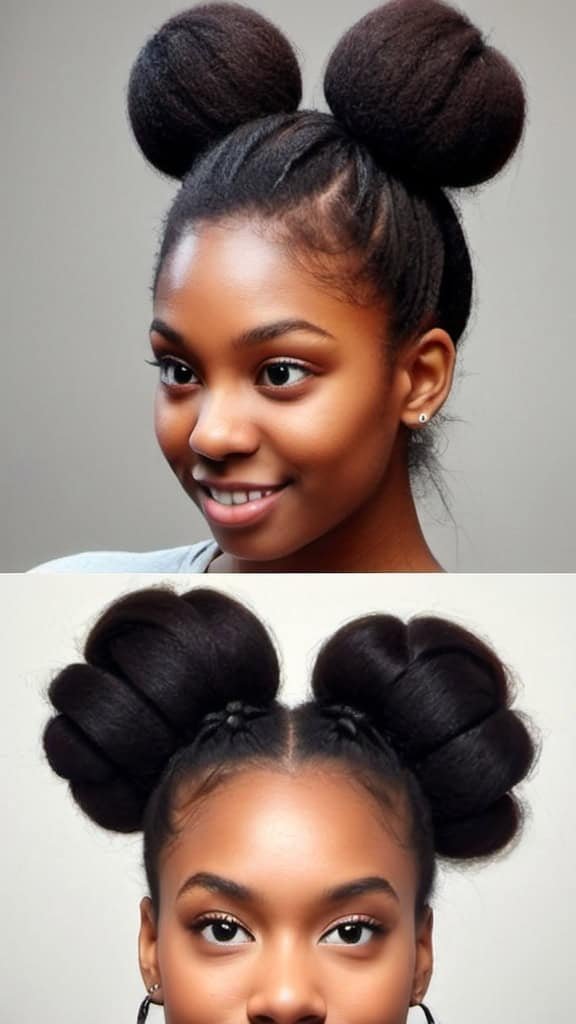 Half-Up Bun Hairstyles for Long Natural Hair