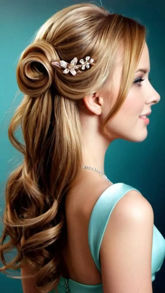 Half-Up Half-Down Prom Hairstyles for Long Hair