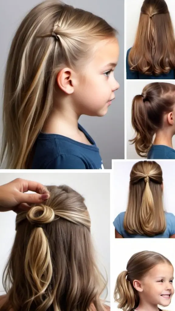 Half-Up Half-Down Style Short Hairstyles for Girls of All Ages