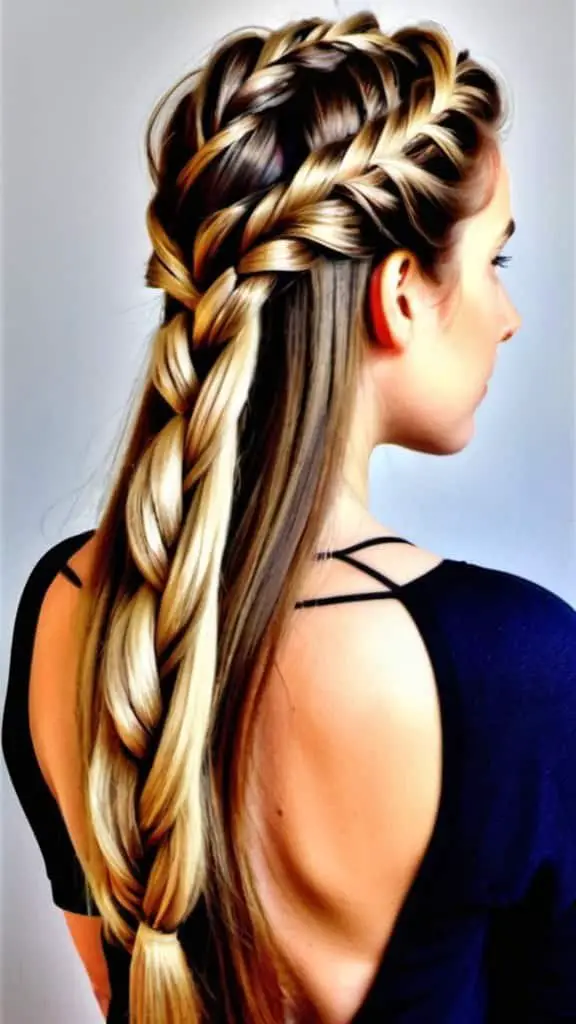 Half-Up Rope Braid Braided Hairstyles for Long Hair