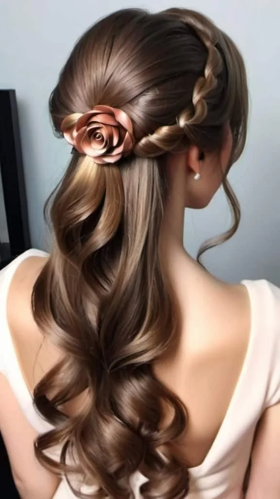 Half-Up Rosette Half Up Half Down Hairstyles for Short Hair