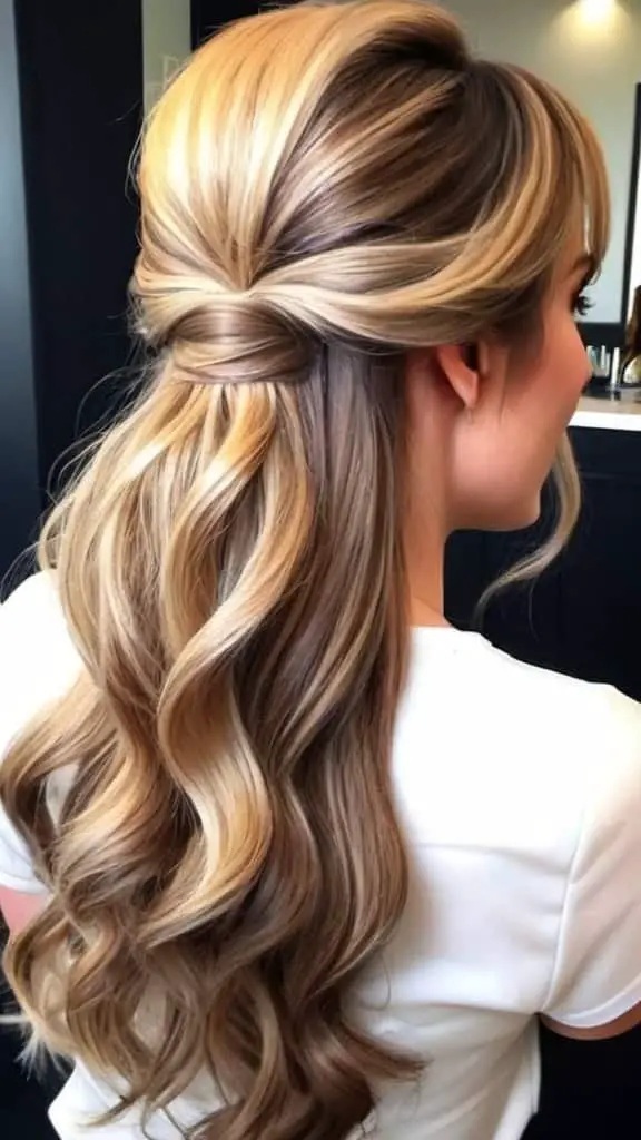 Half-Up with a Twist Half Up Half Down Hairstyles for Short Hair