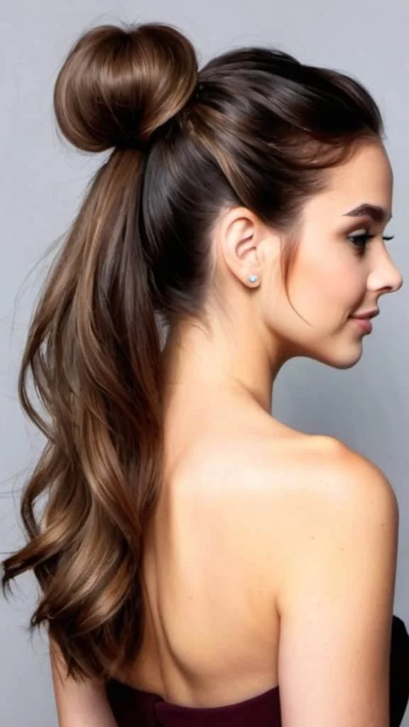 High Half Bun Half Up Half Down Hairstyles for Short Hair