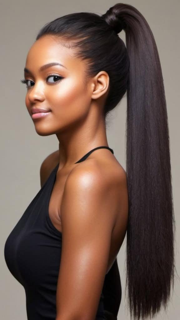 High Ponytail Hairstyles for Long Natural Hair