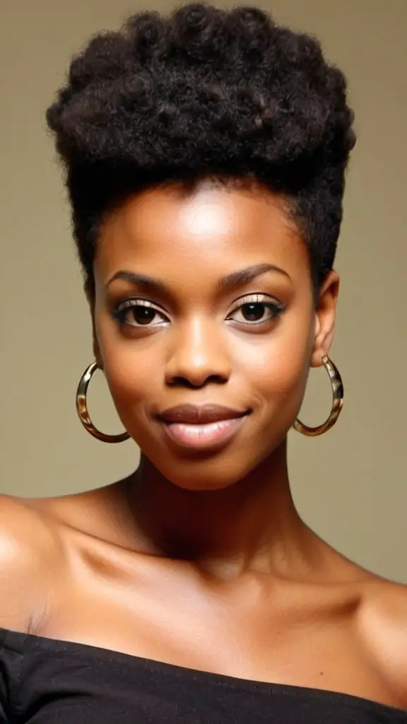 High Puff with Bangs Natural Hairstyles for Short Hair