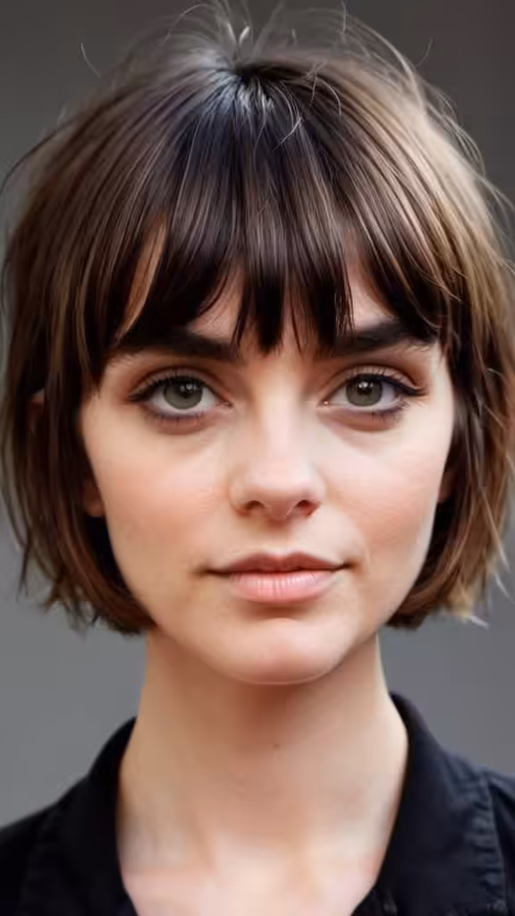 Jaw-Length Cut with Baby Bangs Short Hair with Bangs