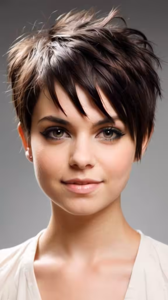 Layered Choppy Pixie with Long Side Bangs Pixie Haircuts for Thick Hair