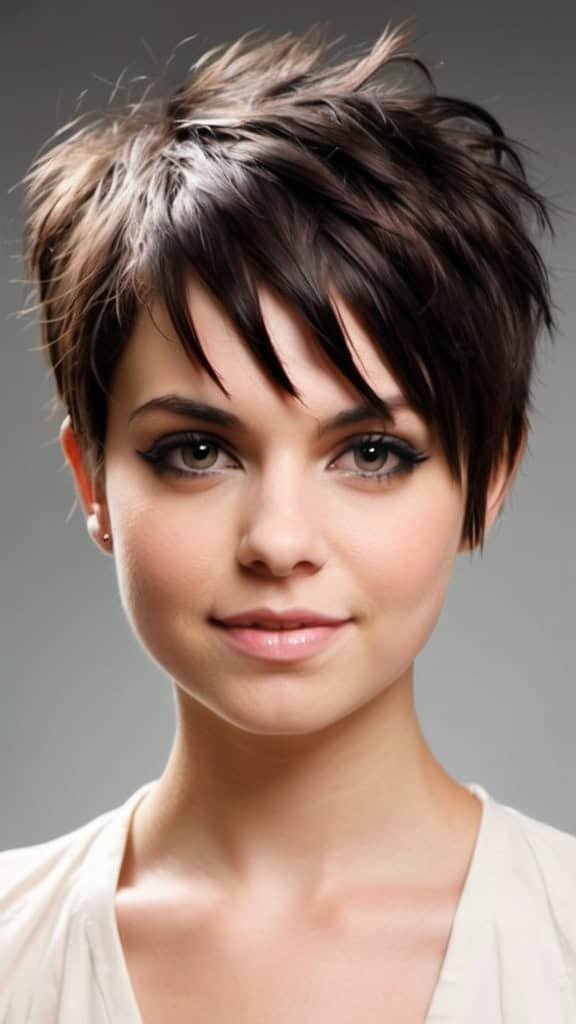 Layered Choppy Pixie with Long Side Bangs Pixie Haircuts for Thick Hair