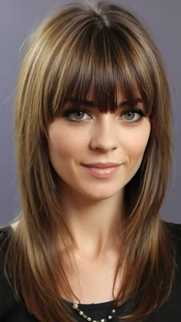 Layered Hair with Bangs Hairstyles for Long Straight Hair