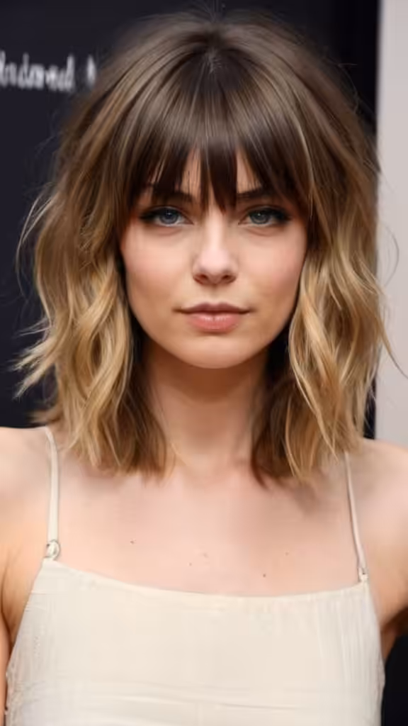 Layered Loose Waves with Textured Bangs Short Layered Hairstyles