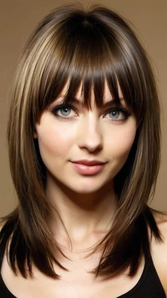 Layers Hair with Round Bangs Long Layered Haircuts with Bangs