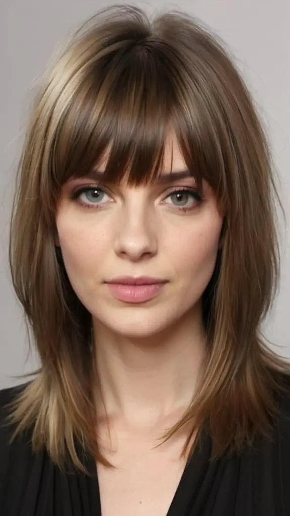 Layers and Curtain Bangs Long Haircuts for Fine Hair for an Added Volume