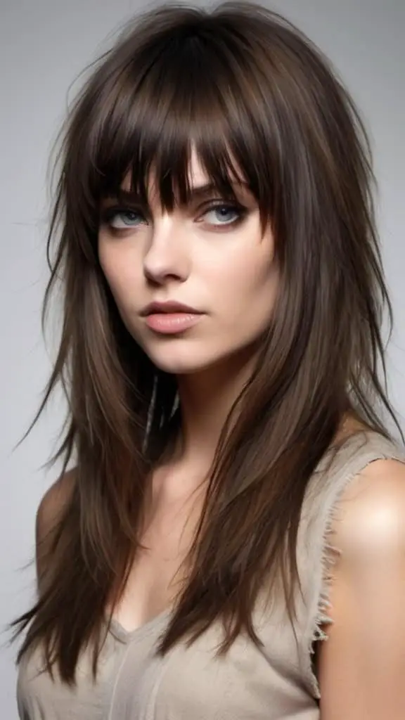 Layers with Choppy Bangs Long Layered Haircuts with Bangs