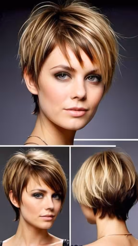 Light Bangs Chopped Shagged Bixie Short Hairstyles for Fine Hair