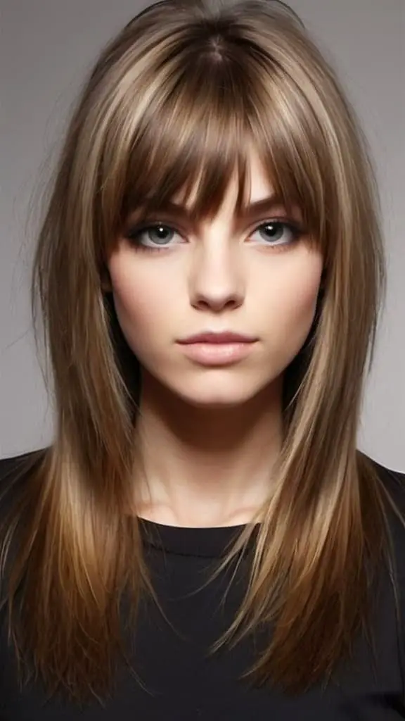 Long Bangs with Wispy Ends Hairstyles for Long Straight Hair