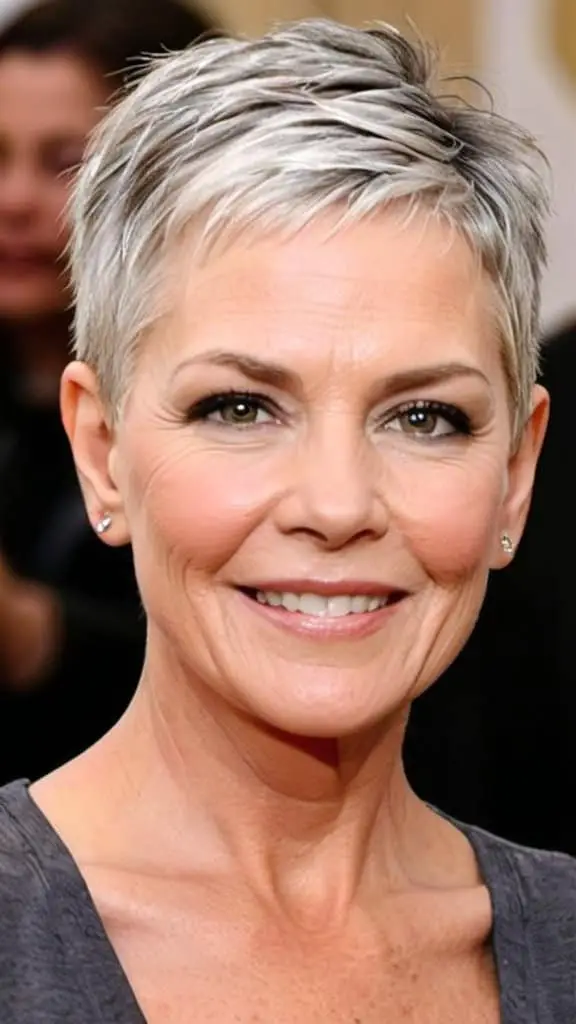 Long Buzzcut Simple Short Hairstyles for Women over 50