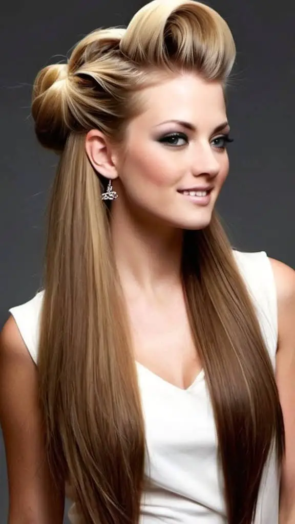 Long Hair with Pompadour Long Open Hair Hairstyles