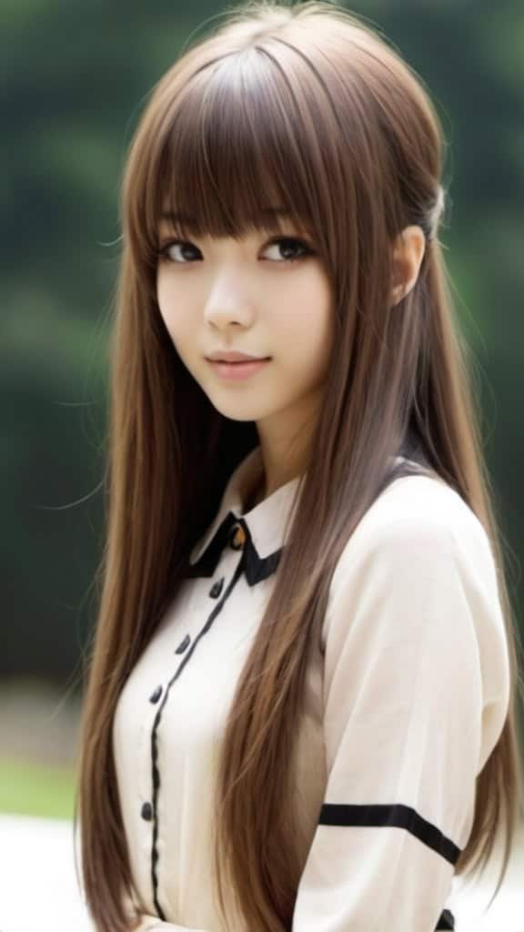 Long Hime Cut with Bangs Hairstyles for Long Thin Hair