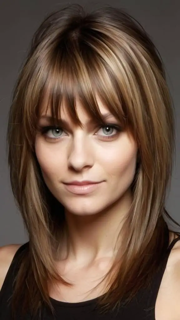 Long Layers with Side-Swept Bangs Hairstyles for Long Thin Hair