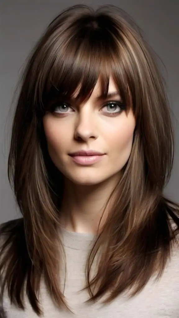 Long Layers with Swoopy Bangs Long Layered Haircuts with Bangs