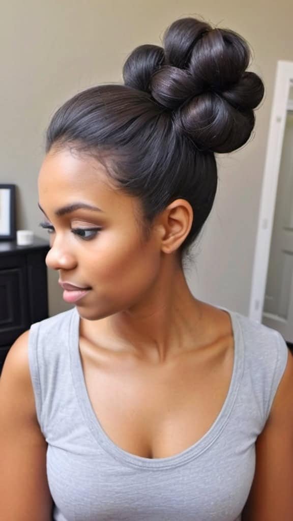 Low Bun Updo Hairstyles for Long Natural Hair