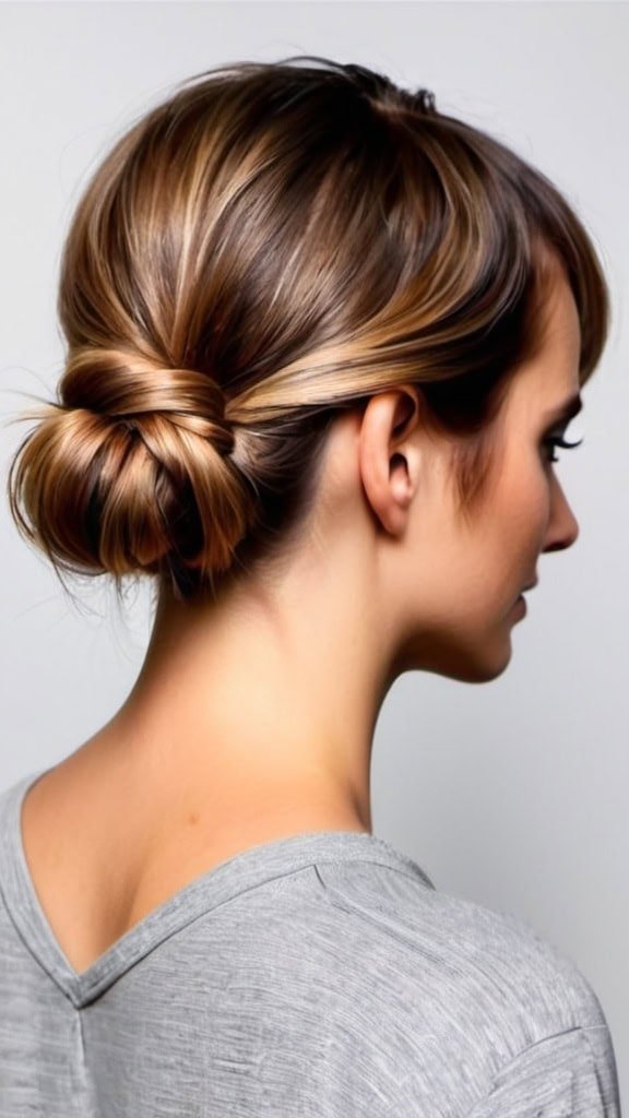 Low Knot Bun Creative Updo Ideas for Short Hair