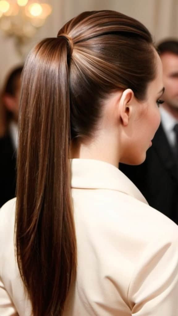 Low Ponytail Long Brown Hairstyles