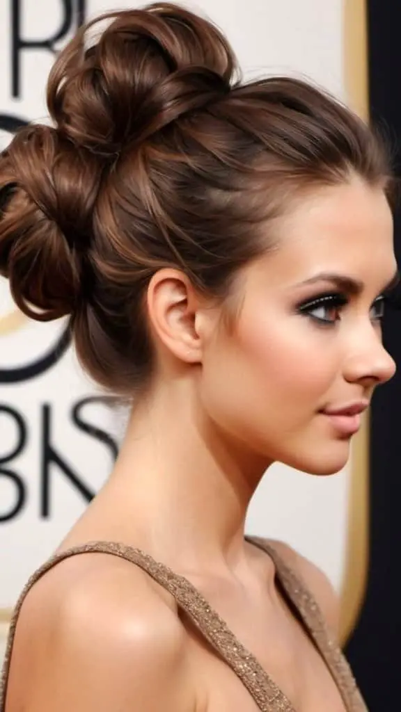 Messy Bun Long Brown Hairstyles
