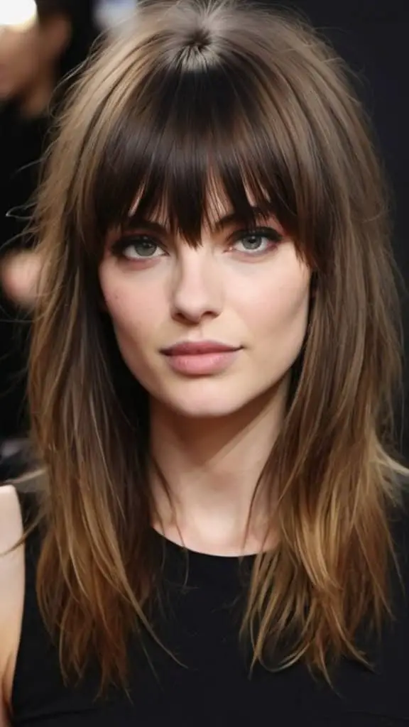 Messy Layers with Blunt Bangs Long Layered Haircuts with Bangs