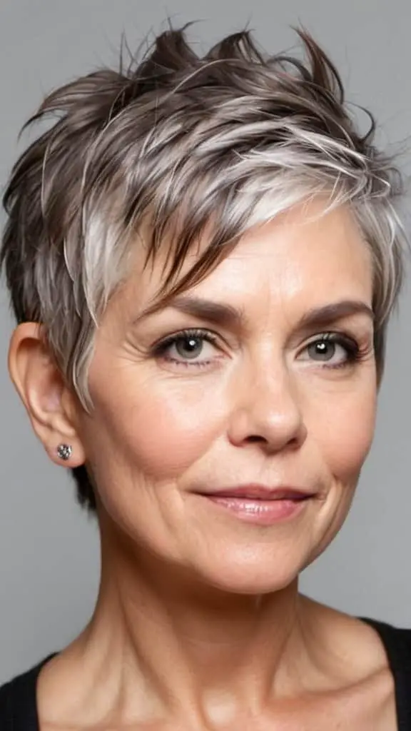Messy Pixie Undercut Simple Short Hairstyles for Women over 50