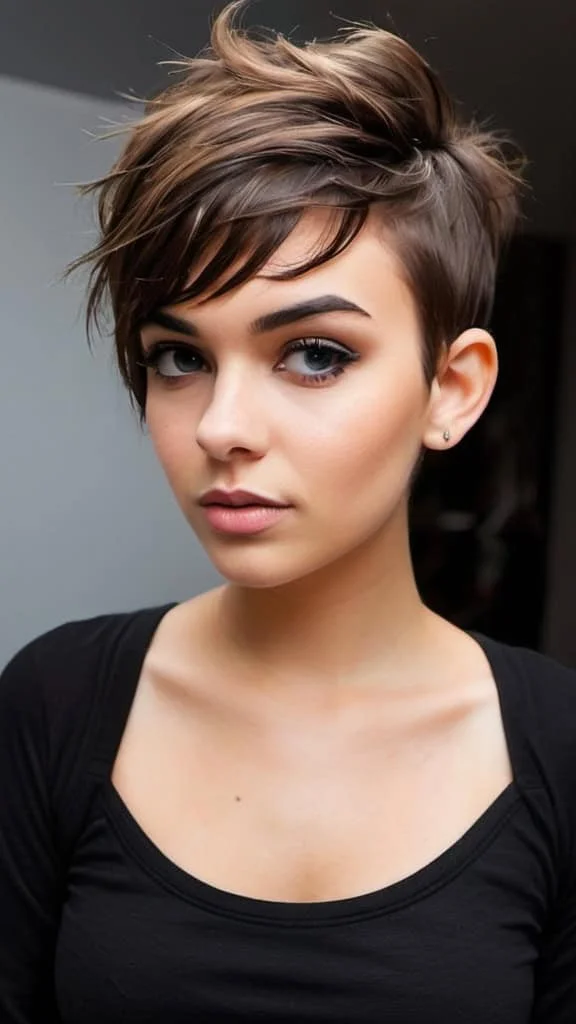 Messy Undercut Pixie with Bangs women undercut hairstyle
