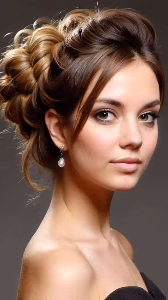 Messy Updo Long Hairstyles for Women with Round Faces