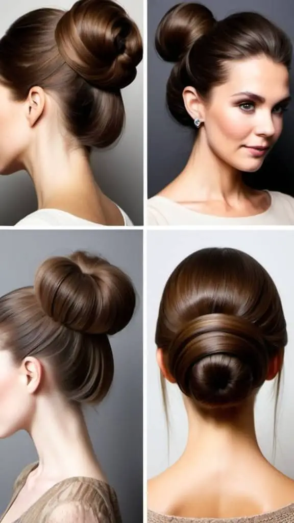 Mid-Level Bun Long Brown Hairstyles