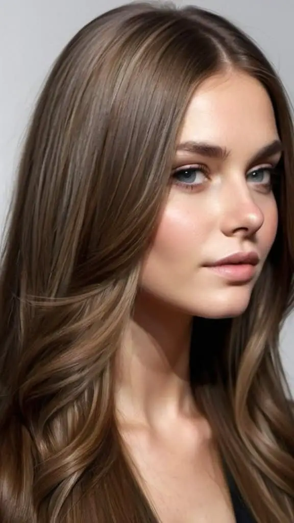 Middle Part Cut on Super Long Hair Long Brown Hairstyles