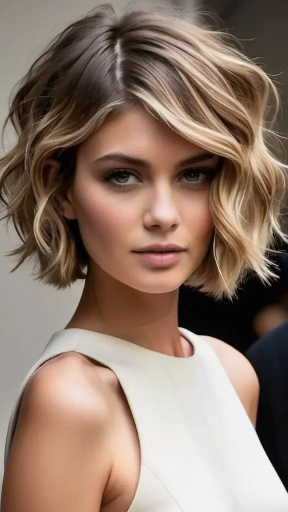 Middle Parted Tousled Waves Short Haircuts for Thick Hair
