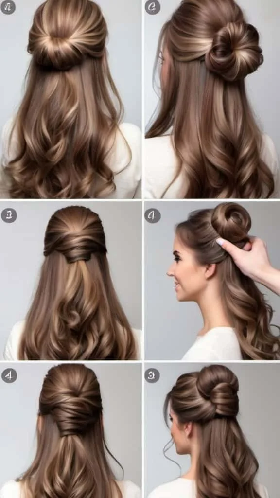 Mini French Twist Half Up Half Down Hairstyles for Short Hair
