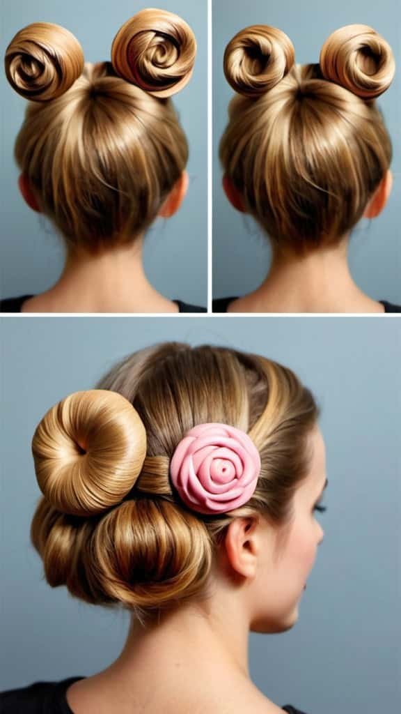 Mini Rosette Buns Creative Updo Ideas for Short Hair
