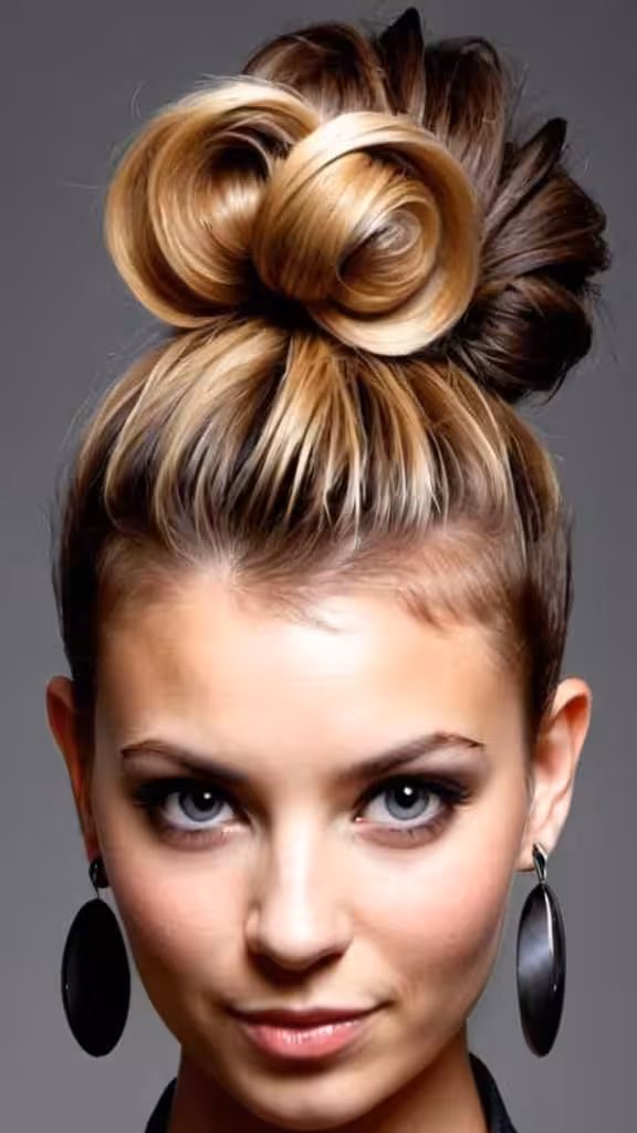 Mohawk Bun Long Hairstyles for Women with Round Faces