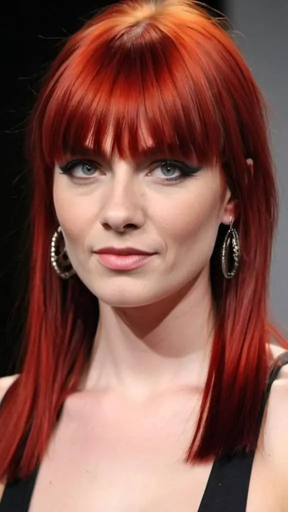 Mullet with Straight Fringe For Red Hair Nifty Red Hairstyles