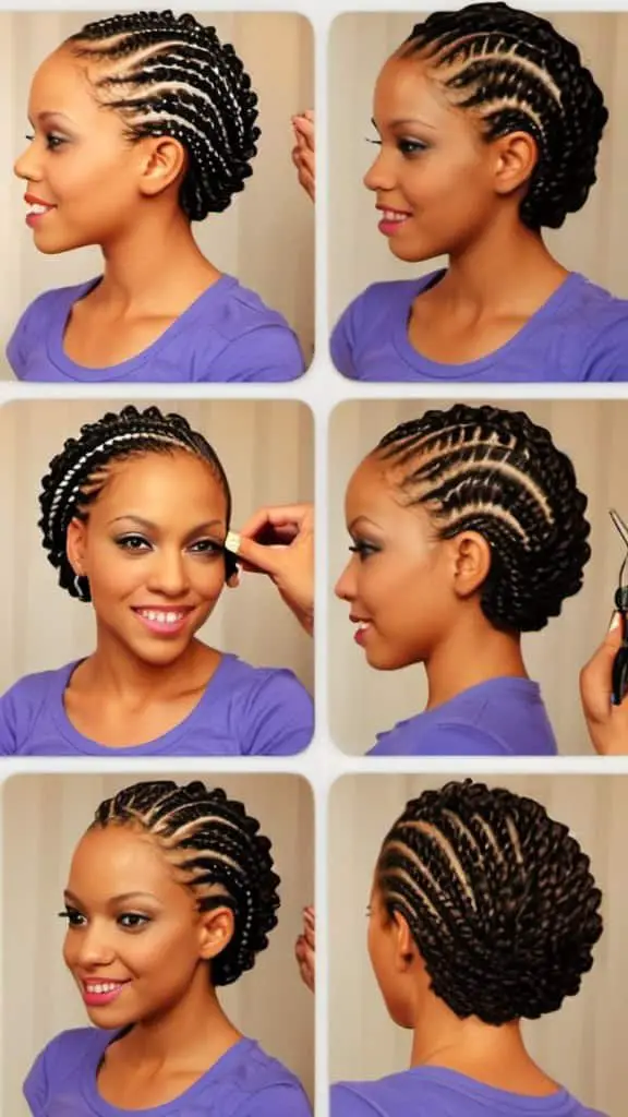 One-Sided Flat Twists Natural Hairstyles for Short Hair