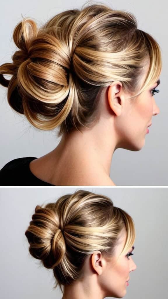 Piecey Bun Creative Updo Ideas for Short Hair